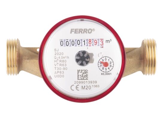 Wodomierz 1-strumieniowy suchobieżny 1/2" 2,5 M3/H, T30C-90C