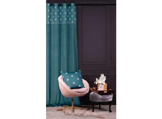 Zasłona CHIC DOTS 140 x 270 cm przelotki turkus