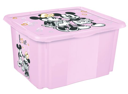 Pojemnik obrotowy z pokrywą karolina "minnie mouse" 45 l różowy