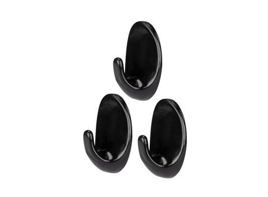 Wieszaki samoprzylepny plastik 3 sztuki Niko czarny