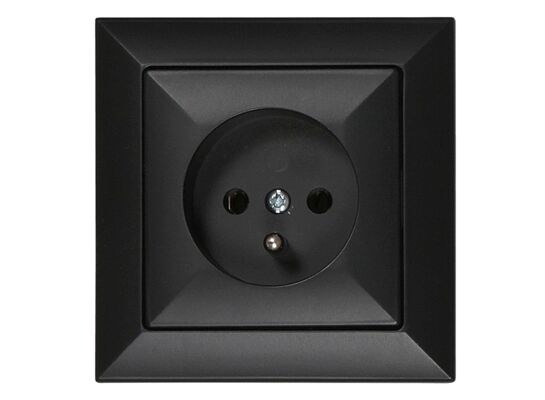 Gniazdo pojedyncze z uziemieniem czarny mat PERŁA