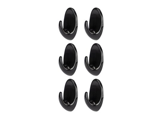 Wieszaki samoprzylepny plastik 6 sztuk Niko czarny