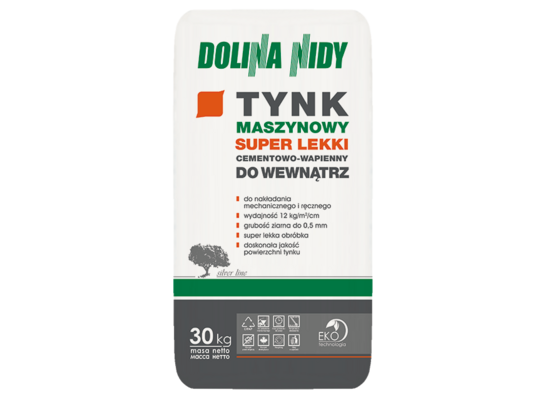 Tynk cementowo-wapienny maszynowy super lekki 30 kg Dolina Nidy