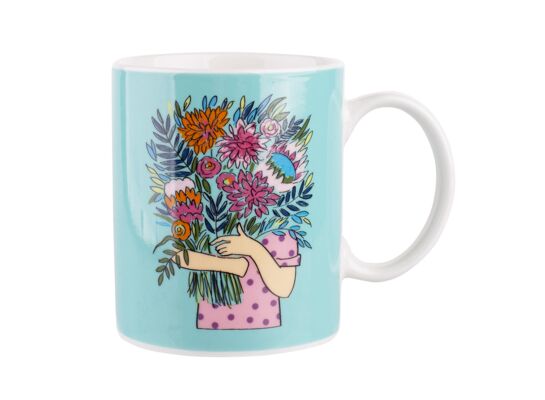 Kubek prosty NBC 300ml dek. bukiet niebieski