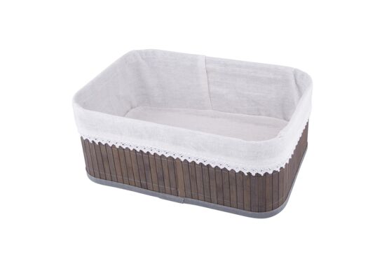 Koszyk bambusowy z wyściółką koronkową 30 x 20 x 12 cm brąz