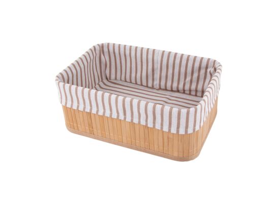 Koszyk bambusowy z wyściółką 30 x 20 x 12 cm brąz