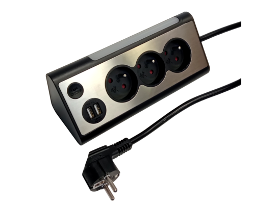Przedłużacz biurkowy 3-gniazdkowy + 2 USB z lampką nocną 1,4 m