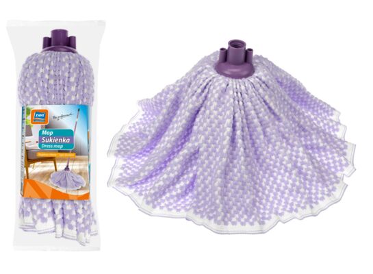 Mop z mikrofibry SUKIENKA biało-liliowy