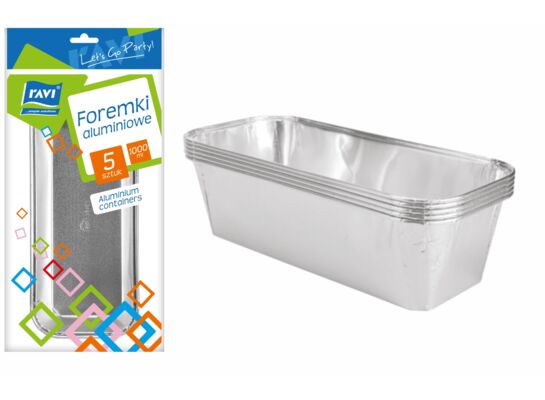 Foremki aluminiowe 1000 ml 5 szt. srebrny