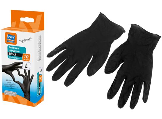 Rękawice nitrylowe BLACK L 10 szt.