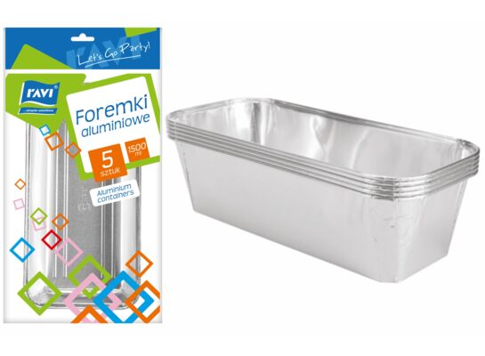 Foremki aluminiowe 1500 ml 5 szt. Srebrny