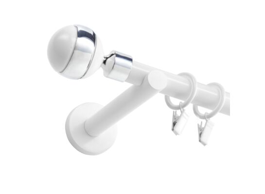 Karnisz pojedynczy Kula 19 mm 240 cm biały