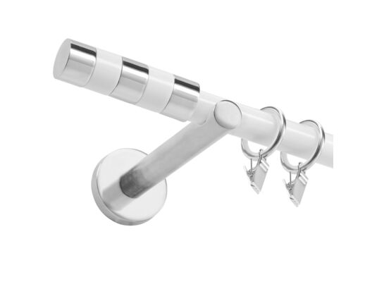 Karnisz pojedynczy Cylinder 19 mm 160 cm biały-chrom