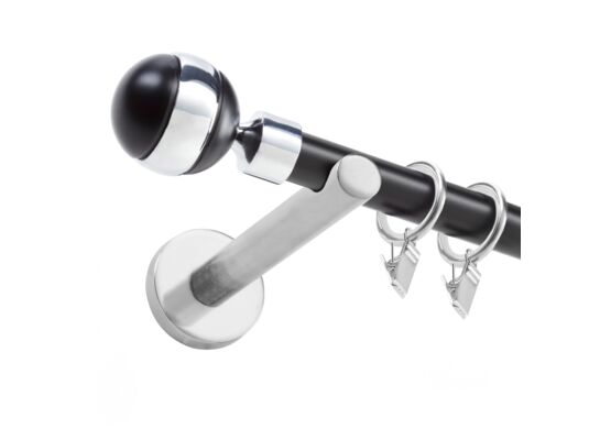 Karnisz pojedynczy Kula 19 mm 160 cm czarny mat-chrom