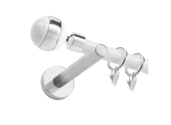 Karnisz pojedynczy Kula 19 mm 160 cm biały-chrom