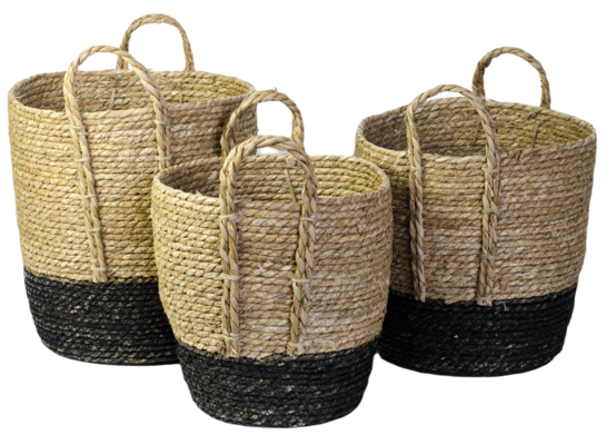 Osłonka kosz pleciony z uszami czarny S 27 x 28 cm