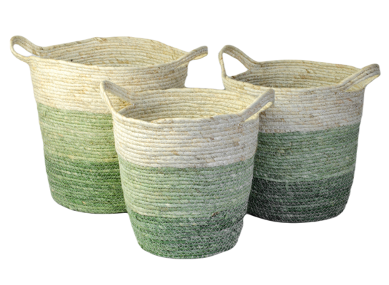 Osłonka kosz pleciony z uszami zieleń M 30 x 31 cm