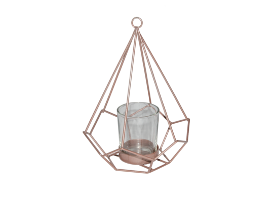 Świecznik metalowy ze szklanym kloszem 18,5 x 15 cm