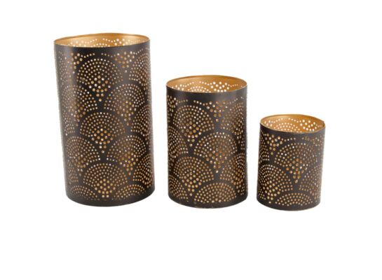 Lampion metalowy na świece L czarny 18 x 12 cm