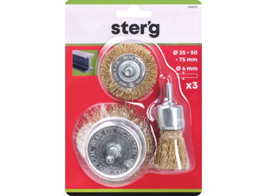 Szczotka stalowa płasko - doczołowa 25 - 75 mm, zestaw: 3 sztuki Condor