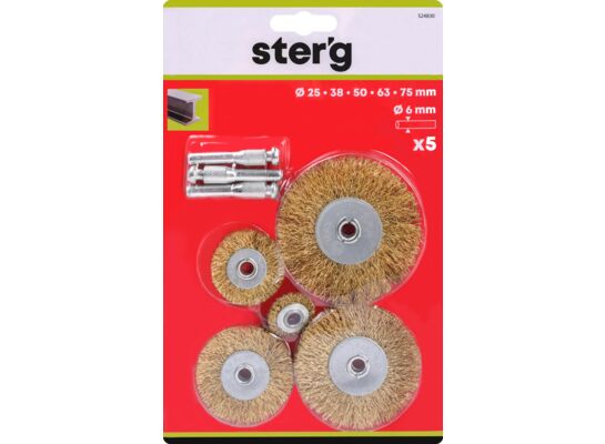 Szczotka stalowa tarczowa 25 - 75 mm, zestaw: 5 sztuk Condor