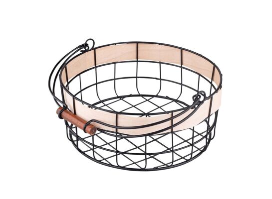 Koszyk metalowy z rączką 28 x 28 x 35 cm czarny