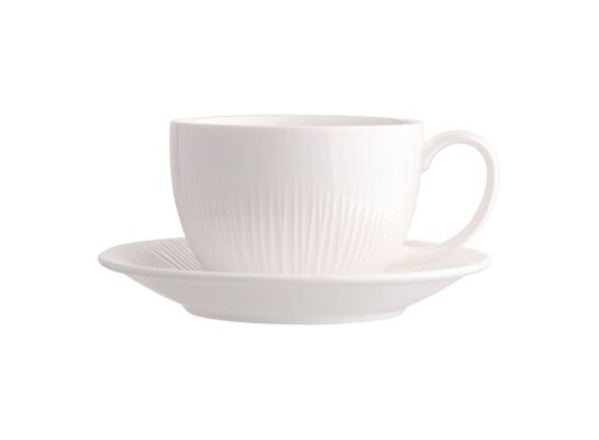 Filiżanka ALESSIA 250 ml ze spodkiem 15 cm NBC w opasce porcelana kremowa