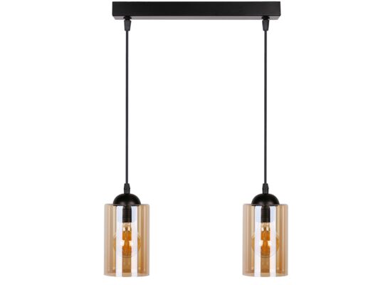 Lampa wisząca BISTRO czarny 2x40W E27 klosz brązowy