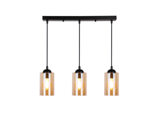 Lampa wisząca BISTRO czarny 3x60W E27 klosz brązowy