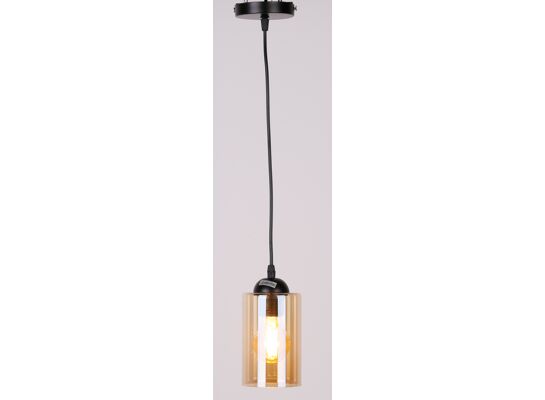 Lampa wisząca BISTRO czarny 1x40W E27 klosz brązowy