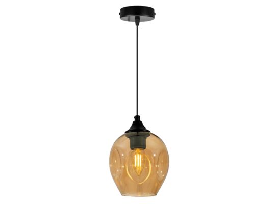 Lampa wisząca ASPA czarny 1x40W E27 klosz brązowy