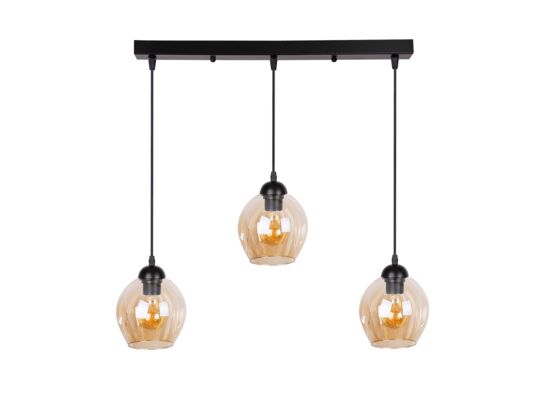 Lampa wisząca ASPA czarny 3x40W E27 klosz brązowy