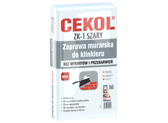 Zaprawa murarska do klinkieru ZK-1 szara 23 kg CEKOL