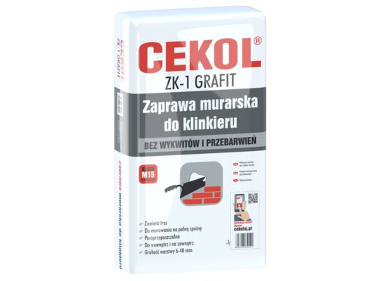 Zaprawa murarska do klinkieru ZK-1 grafit 23 kg CEKOL
