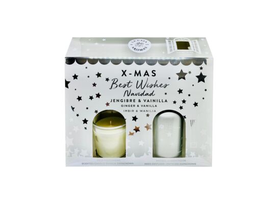 Zestaw X-Mas patyczki zapachowe 100 ml + świeca imbir-wanilia LCA