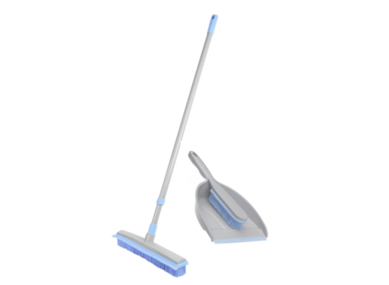 Zestaw miotła gumowa z trzonkiem + zmiotka gumowa z szufelką BACTERIA STOP