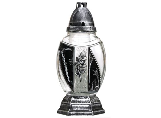 Znicz szklany 29,5 cm Z-32/SR srebrny