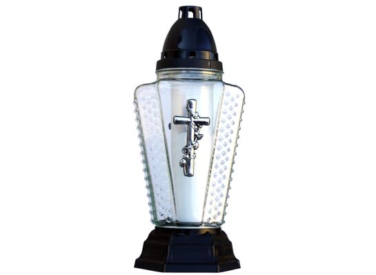 Znicz szklany 31,5 cm Z-41 srebrny