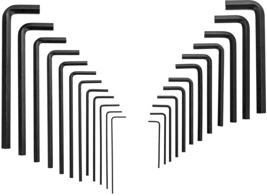 Klucze sześciokątne metryczne (1 - 10 mm) i calowe (1/20 - 3/8"), zestaw 25 sztuk