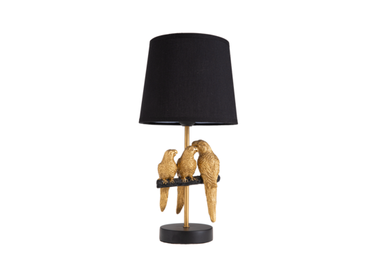 Lampka stołowa ptaki E27 czarno-złota