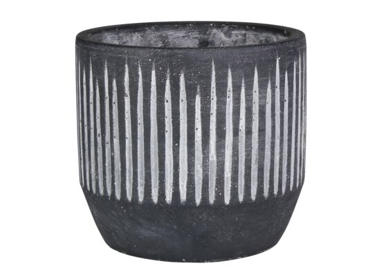 Osłonka cementowa FINN 23 x 23 x 21 cm antracyt+białe paski