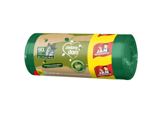 Worki na śmieci LD Ekologiczne zawiązywane 60 l 18 sztuk Jan Niezbędny