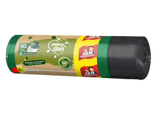 Worki na śmieci LD Ekologiczne z taśmą 60 l 10 sztuk Jan Niezbędny