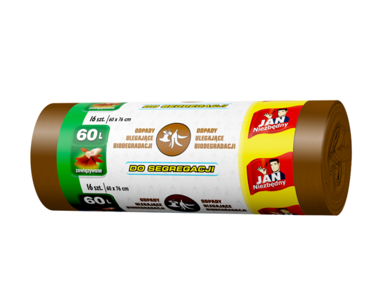 Worki do segregacji Brazowy 60 l 16 sztuk Jan Niezbędny