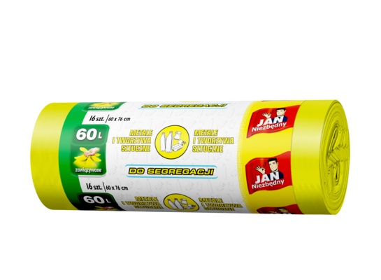Worki do segregacji Żółty 60 l 16 sztuk Jan Niezbędny