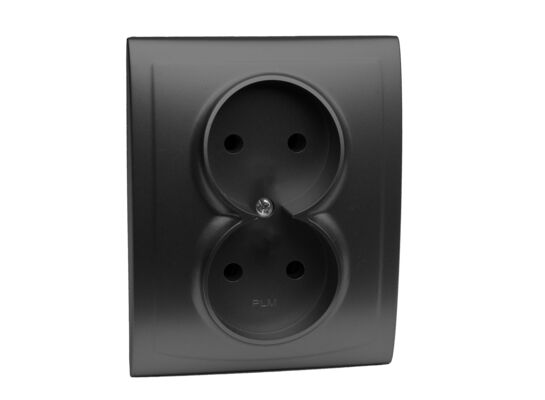 Gniazdo podwójne bez uziemienia VEGA czarny