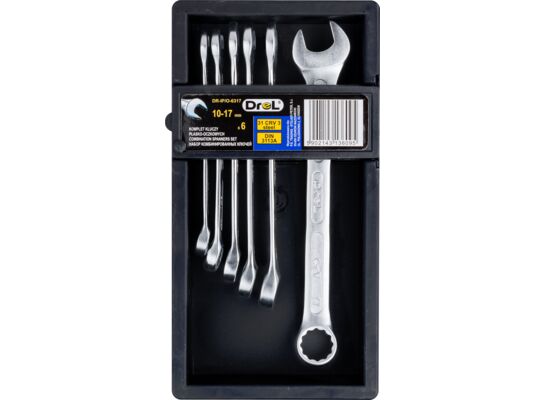 Klucze płasko - oczkowe 10 - 17 mm, zestaw 6 sztuk Drel