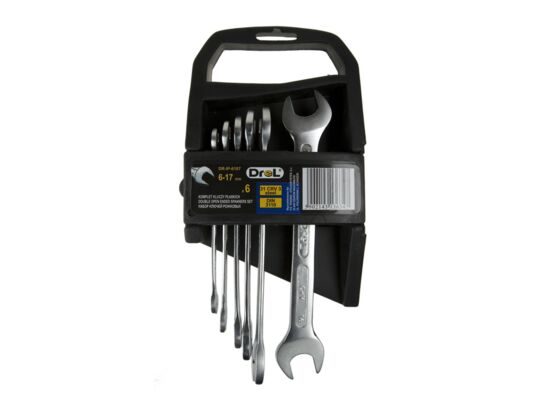 Klucze płaskie 6,0 - 17 mm, zestaw 6 sztuk Drel