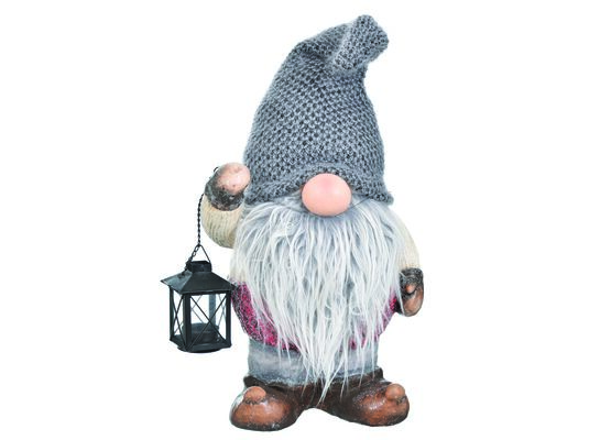 Skrzat z ceramiki z materiałową czapką i latarenką 56 cm