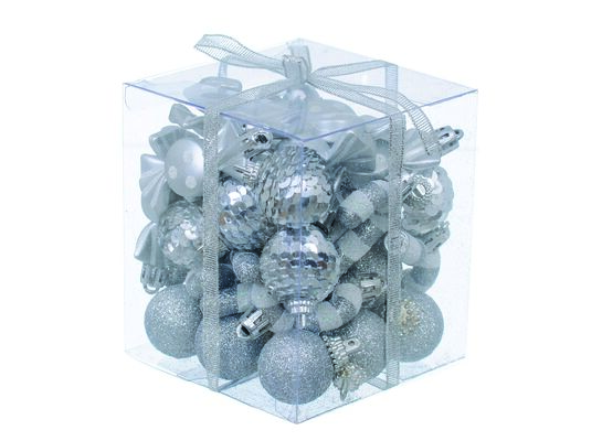 Bombki cekinowe brokatowe 3 cm 40 szt srebrne